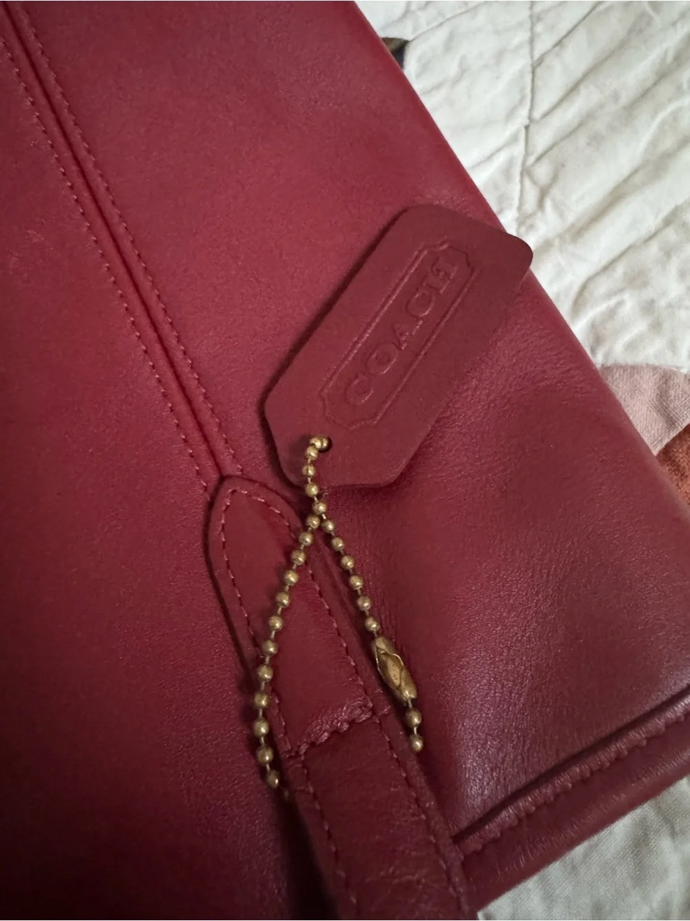 Coach Vintage Red Leather Tote Bag 9077